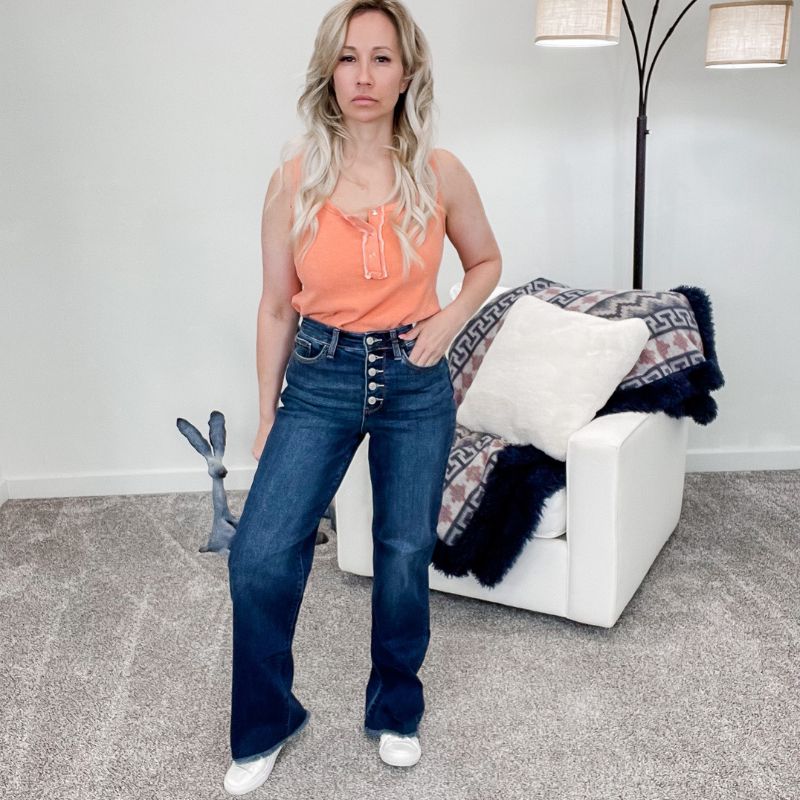 Judy Blue High Waist Button Fly Long Tall Wide Leg Jeans sold by Boujee Boutique product image thumbnail 2