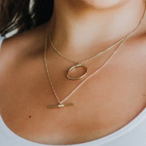 Layered Necklace with Circle and Bar sold by Boujee Boutique