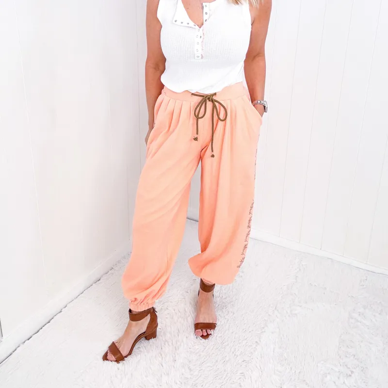 Pol Peach Jam Embroidered Floral Joggers *Final Sale* sold by Boujee Boutique