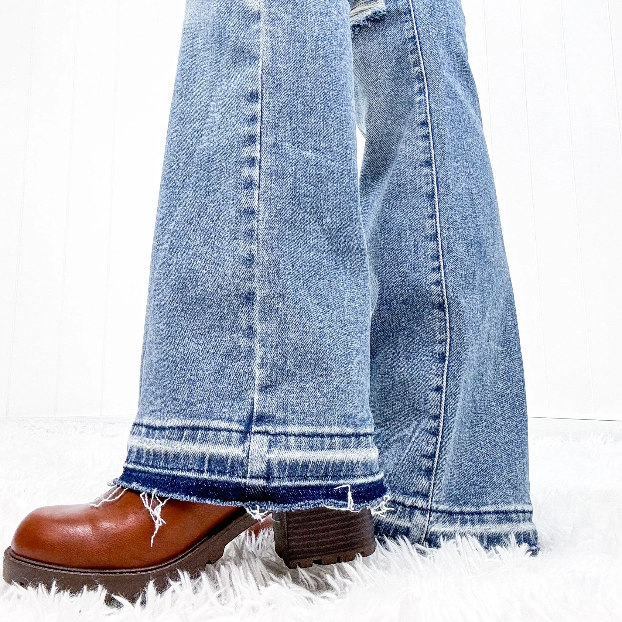 Judy Blue Isla Mid Rise Distressed Released Hem Bootcut Jeans sold by Boujee Boutique product image thumbnail 5