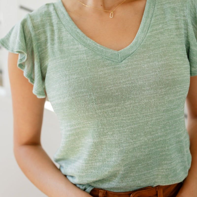 Mint Take It In Flutter Sleeve Top sold by Boujee Boutique product image thumbnail 9