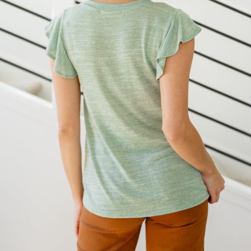 Mint Take It In Flutter Sleeve Top sold by Boujee Boutique product image thumbnail 8