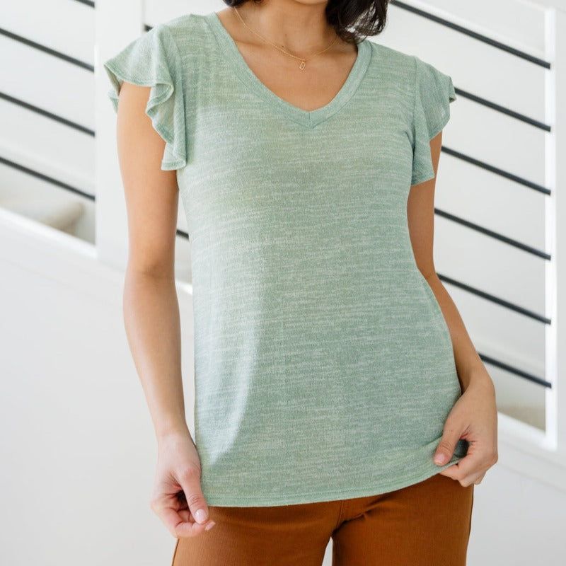 Mint Take It In Flutter Sleeve Top sold by Boujee Boutique product image thumbnail 2