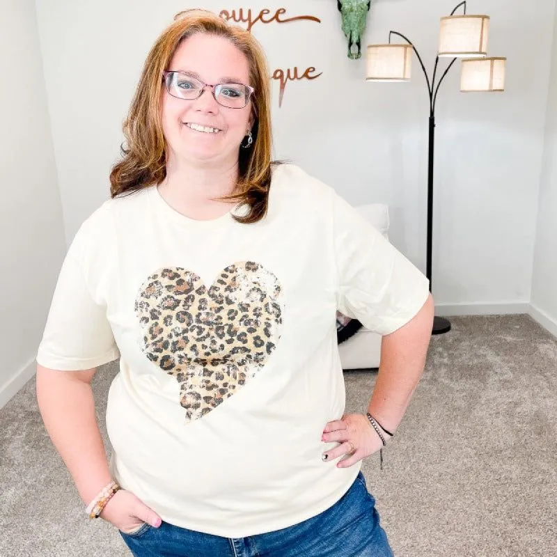 Distressed Heart Leopard Print Graphic Tee sold by Boujee Boutique