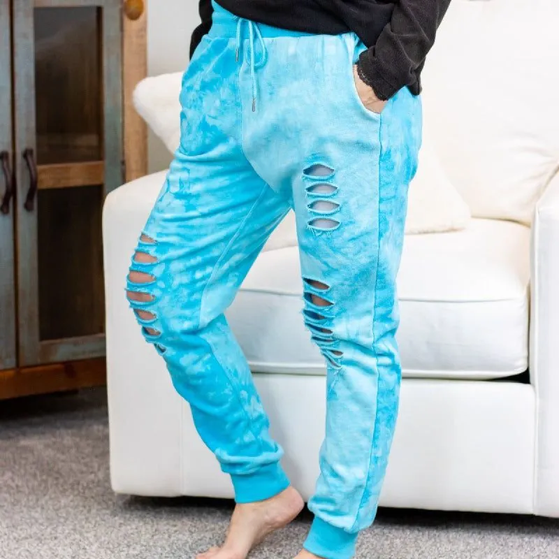 Tie Dye Distressed Jogger Sweatpants sold by Boujee Boutique