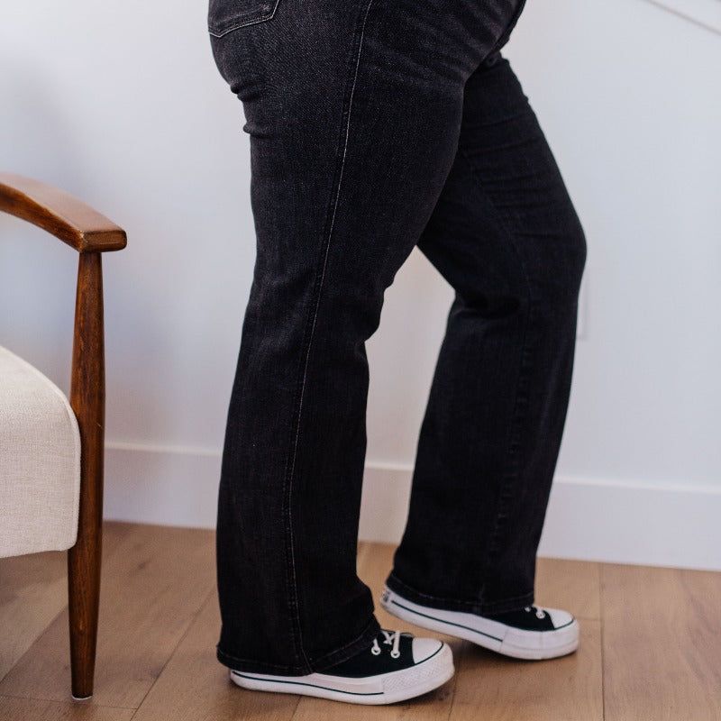 Judy Blue Washed Black High Waist Tummy Control Straight Jeans sold by Boujee Boutique product image thumbnail 4