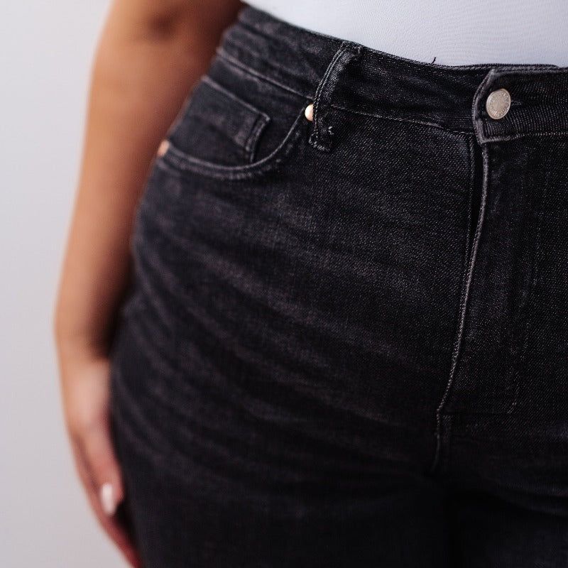 Judy Blue Washed Black High Waist Tummy Control Straight Jeans sold by Boujee Boutique product image thumbnail 3