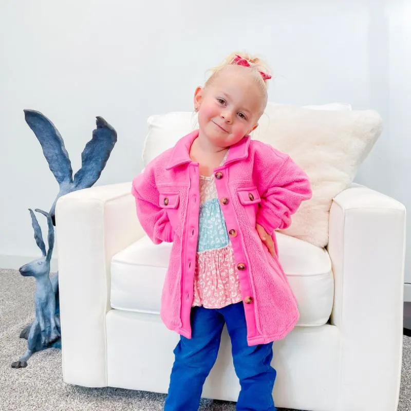 Girl's Bubble Gum Pink Sherpa Jacket sold by Boujee Boutique