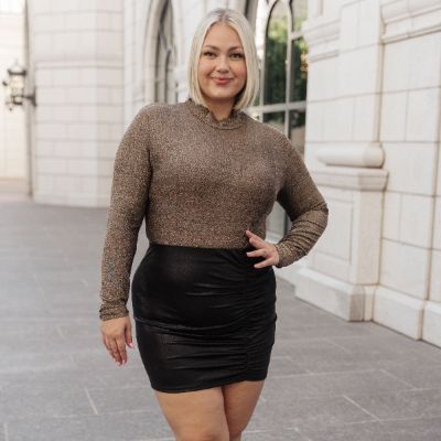 Shimmer And Shine Mock Neck Bronze Bodysuit sold by Boujee Boutique