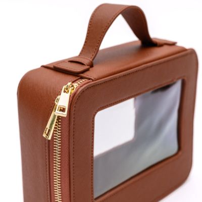 PU Leather Travel Cosmetic Case in Camel sold by Boujee Boutique