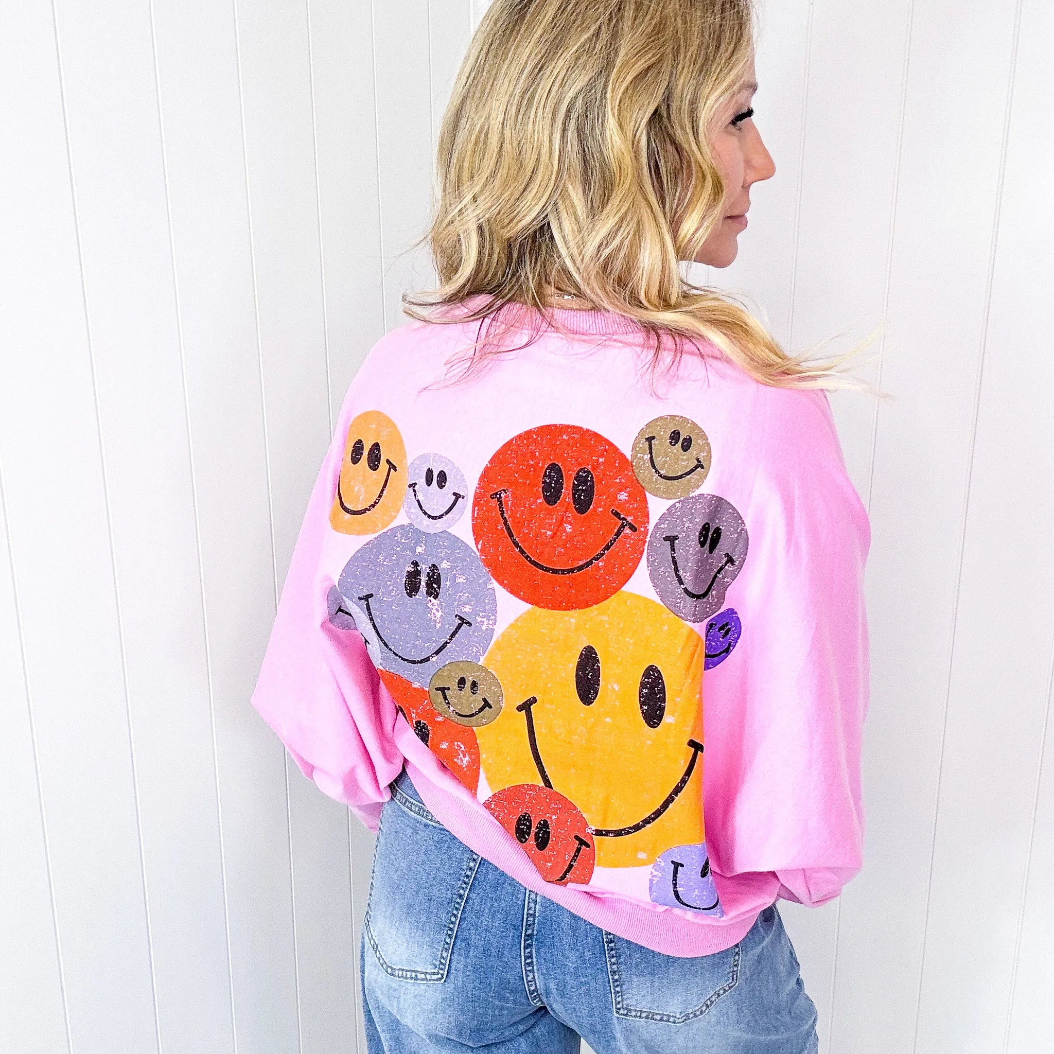 Happy Retro Mood Abstract Joy Long Sleeve Terry Pullover in 3 Colors sold by Boujee Boutique product image thumbnail 5