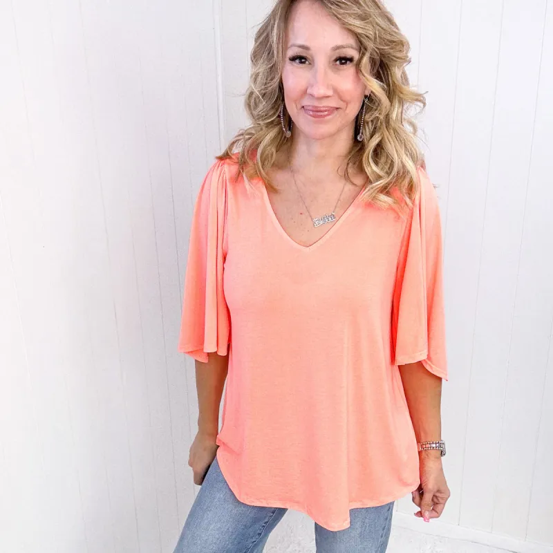 Dear Scarlett Cali Blouse in Neon Orange sold by Boujee Boutique