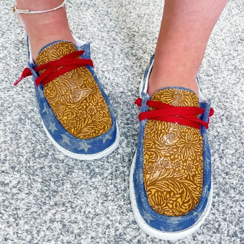 Gypsy Jazz Navy Luma Slip on Sneakers sold by Boujee Boutique