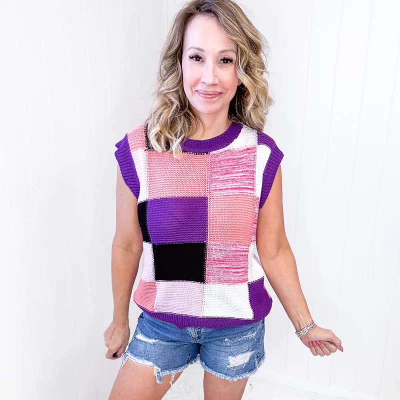 BiBi Color Block Round Neck Sweater Vest sold by Boujee Boutique