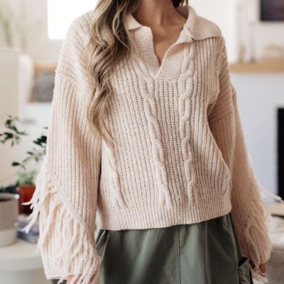 Sweet Surrender Fringe Sweater sold by Boujee Boutique