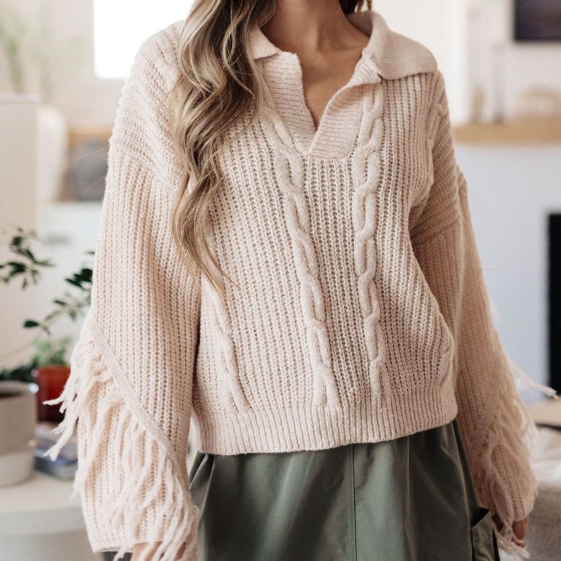 Sweet Surrender Fringe Sweater sold by Boujee Boutique