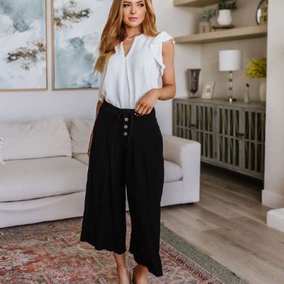 Modern Classic Wide Leg Crop Pants in Black sold by Boujee Boutique