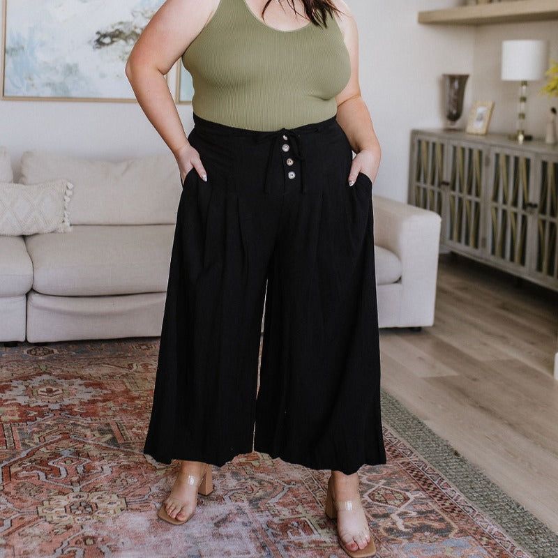 Modern Classic Wide Leg Crop Pants in Black sold by Boujee Boutique product image thumbnail 3