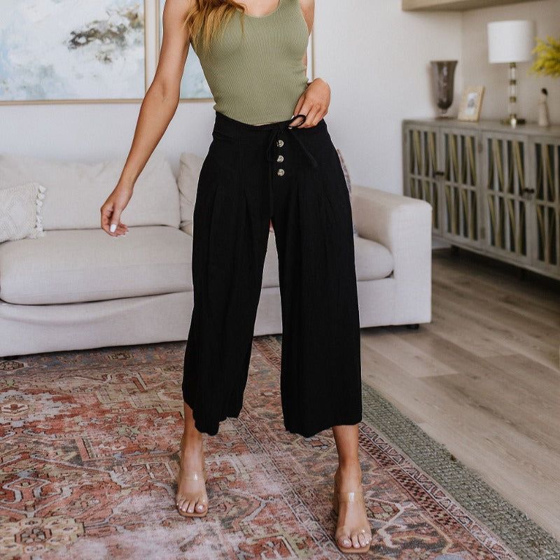 Modern Classic Wide Leg Crop Pants in Black sold by Boujee Boutique product image thumbnail 4