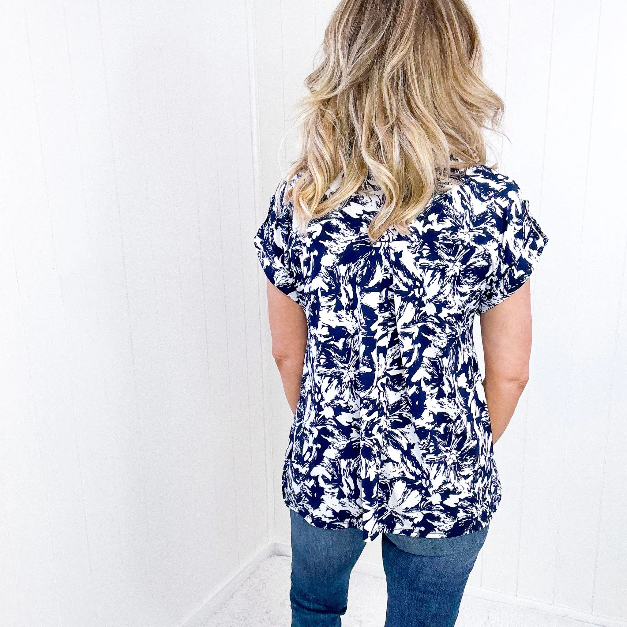 Dear Scarlett Lizzy Cap Sleeve Top in Navy Floral sold by Boujee Boutique product image thumbnail 3