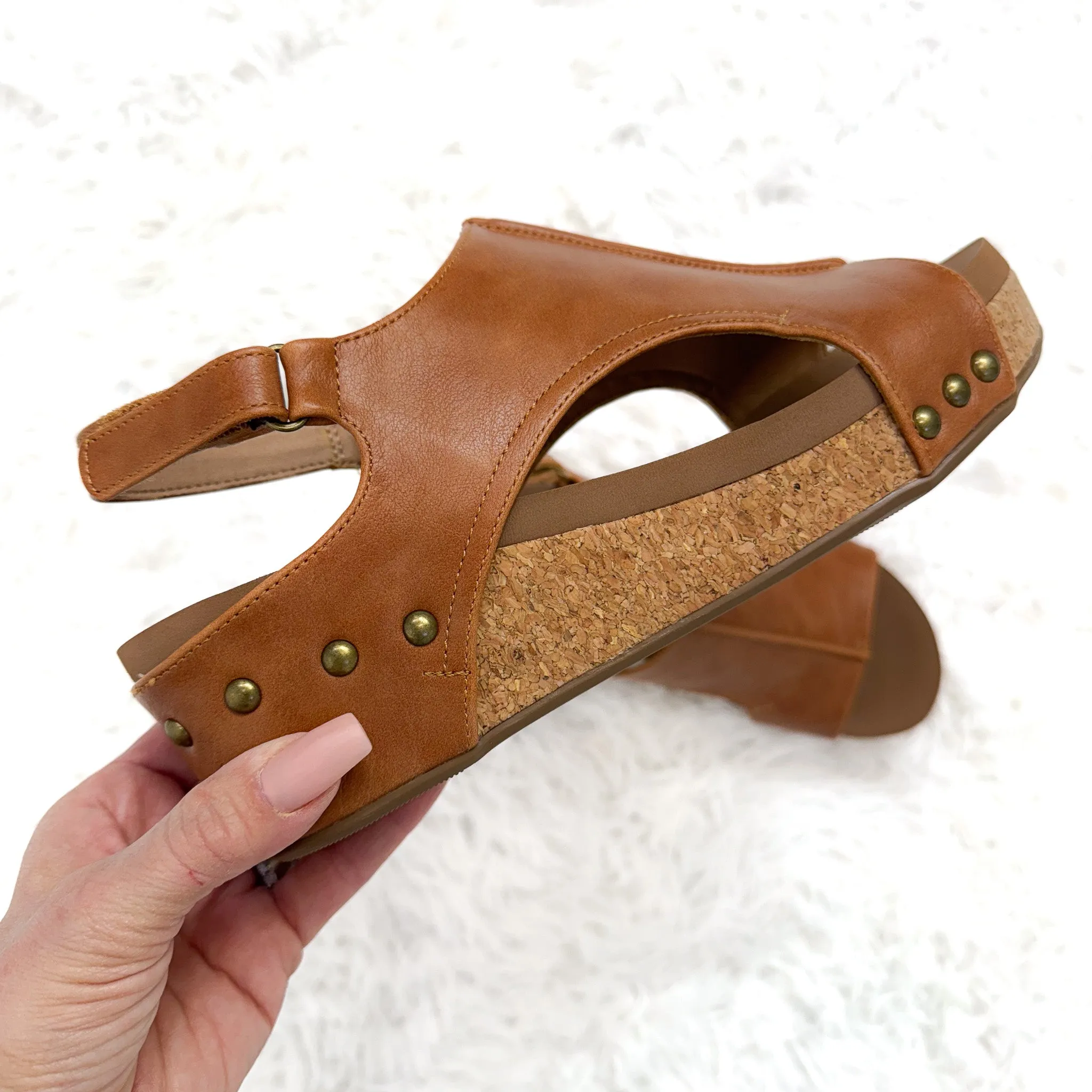 Corkys Volta II Smooth Cognac Sandals sold by Boujee Boutique