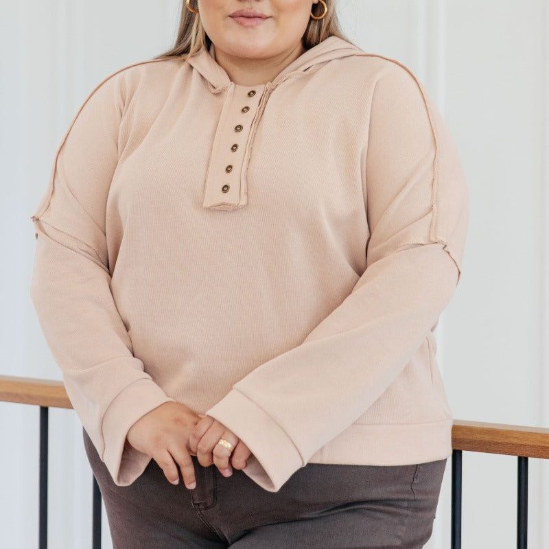 Soft Ribbed Knit Throwback Heartthrob Hoodie in Beige sold by Boujee Boutique product image thumbnail 3