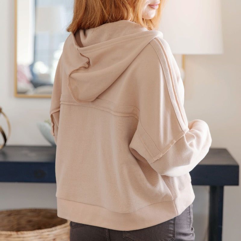 Soft Ribbed Knit Throwback Heartthrob Hoodie in Beige sold by Boujee Boutique product image thumbnail 4