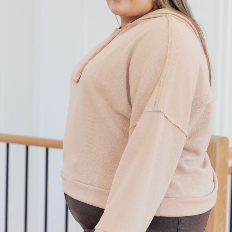 Soft Ribbed Knit Throwback Heartthrob Hoodie in Beige sold by Boujee Boutique product image thumbnail 5