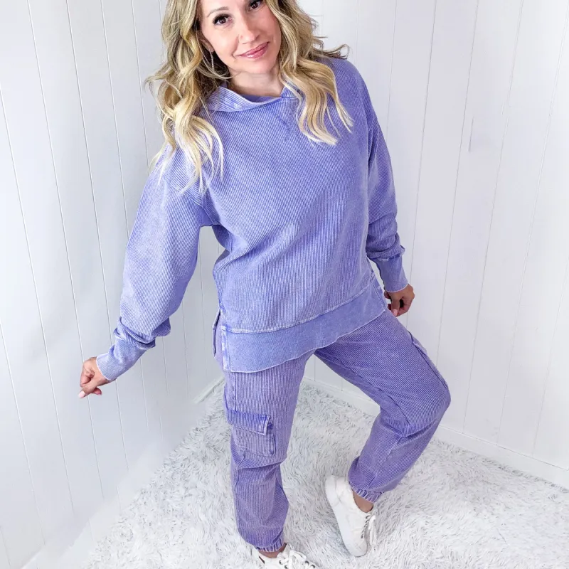 Lavender Love Luxe Snow Washed Corded Pullover Hoodie sold by Boujee Boutique