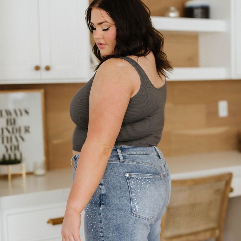 Relevant Ribbed Seamless Reversible Tank in Charcoal sold by Boujee Boutique product image thumbnail 3