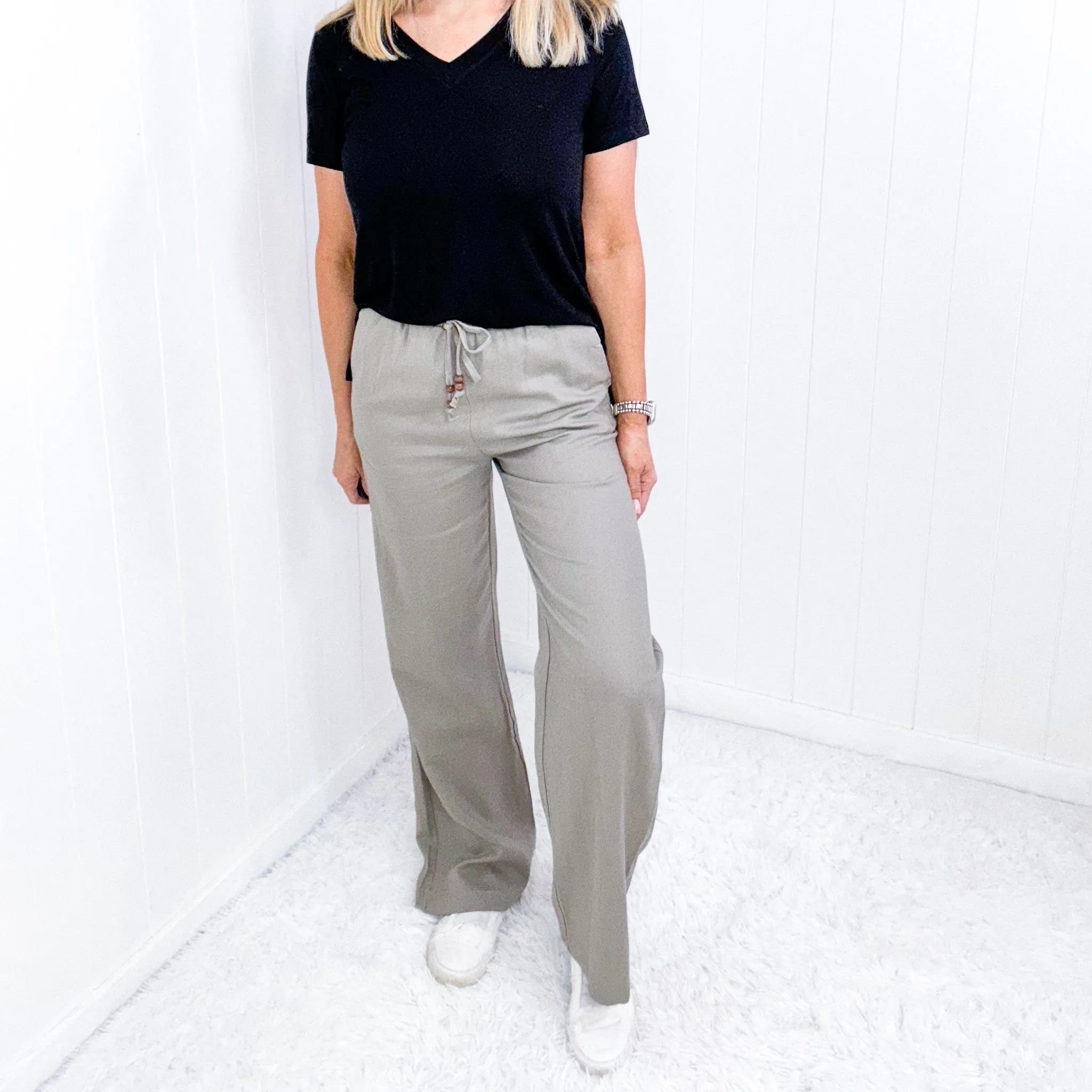 Grey Linen Blend Drawstring Wide Leg Pants sold by Boujee Boutique product image thumbnail 2