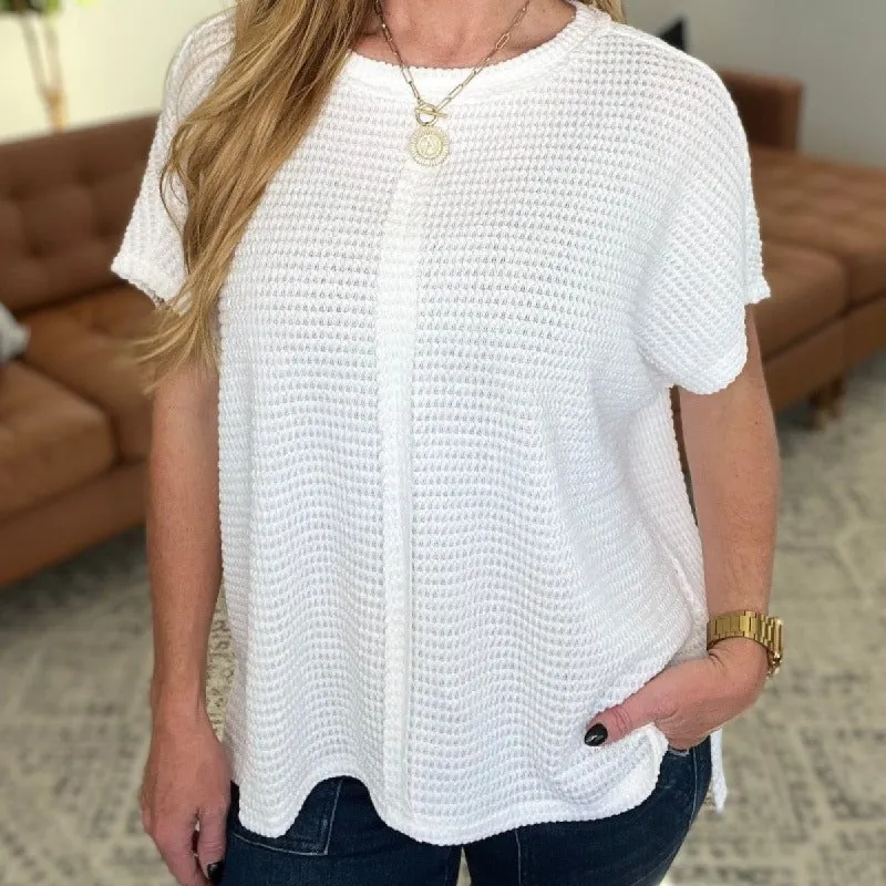 Dolman Short Sleeve Front Seam Top in Off White sold by Boujee Boutique