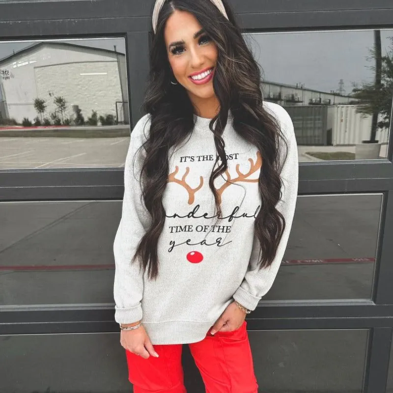 Oatmeal It's the Most Wonderful Time Of The Year Sweater made by Boujee Boutique