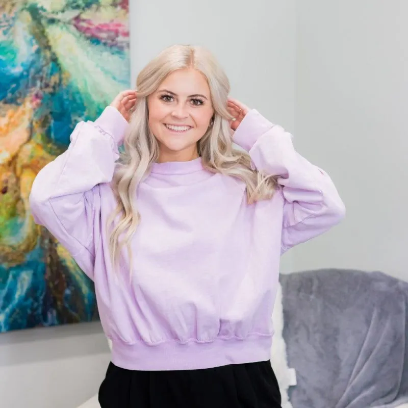 Mineral Washed Lilac Comfort Pullover sold by Boujee Boutique