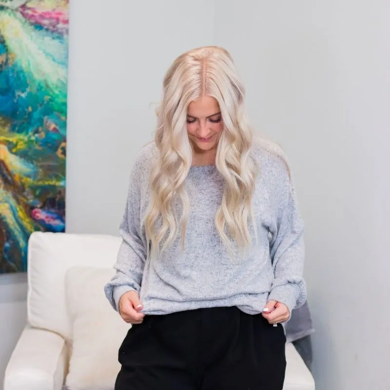 Heather Grey Soft Brushed Long Sleeve Tunic sold by Boujee Boutique