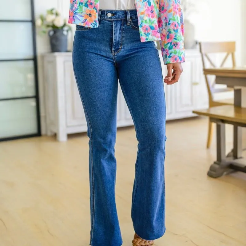 Judy Blue Cooling High Rise Tummy Control Flared Jeans sold by Boujee Boutique
