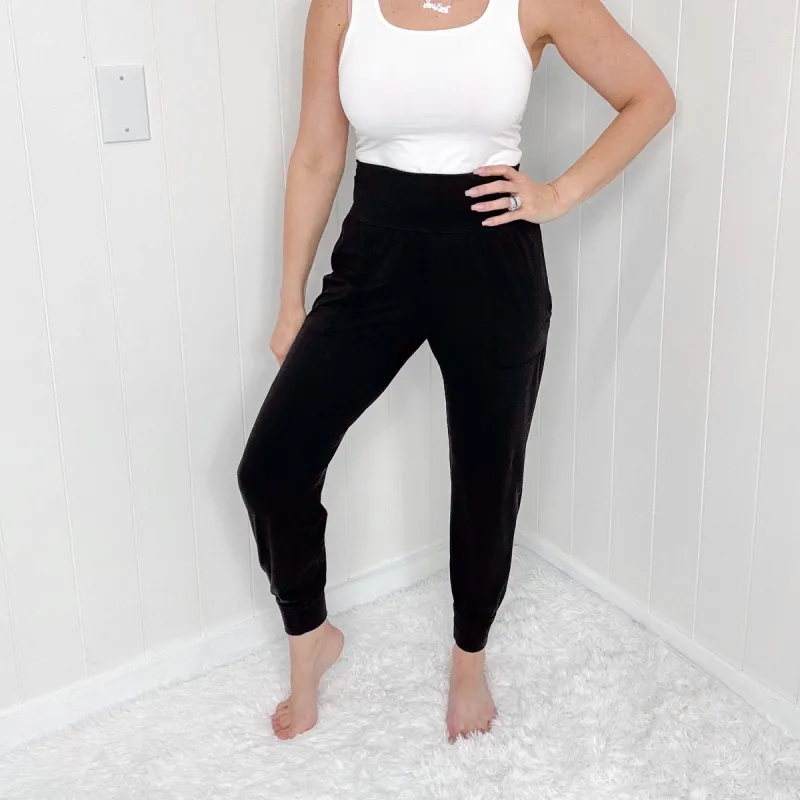 Black Soft Jogger Yoga Pants with Pockets sold by Boujee Boutique