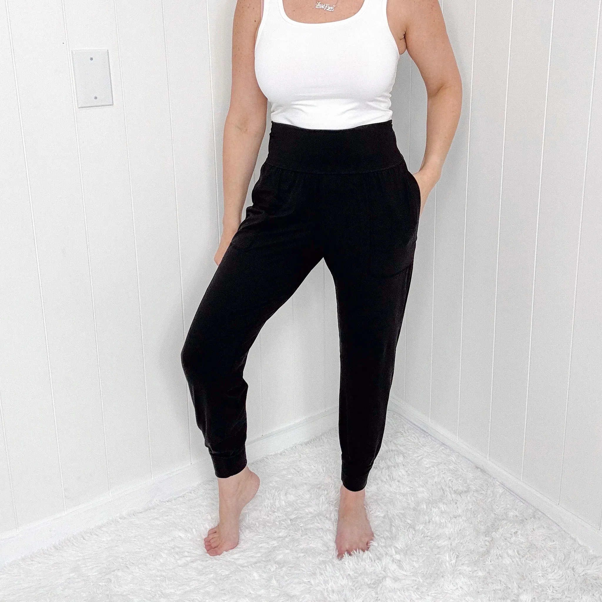 Black Soft Jogger Yoga Pants with Pockets sold by Boujee Boutique product image thumbnail 2