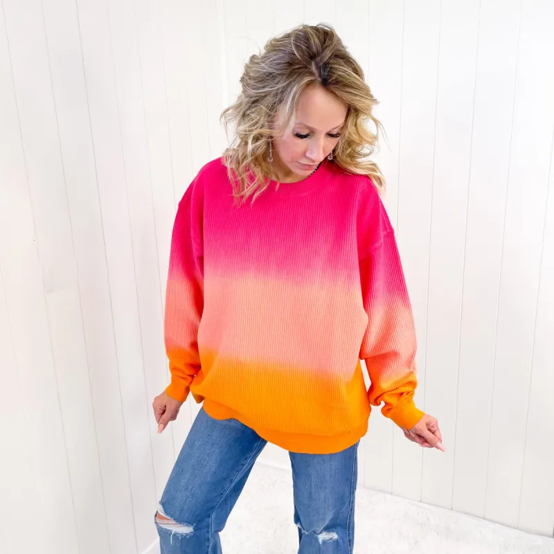 Sweet and Sassy Ombre Oversized Luxe Soft Corded Crewneck Pullover *Final Sale* sold by Boujee Boutique