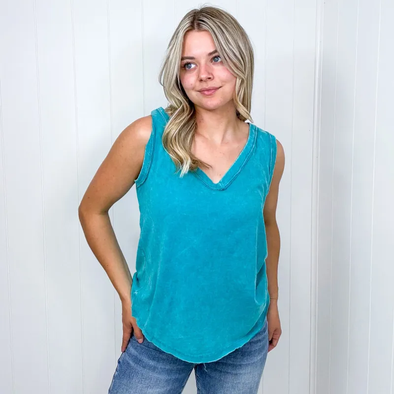 Malory Washed V Neckline Sleeveless Tank Top in 6 Colors sold by Boujee Boutique