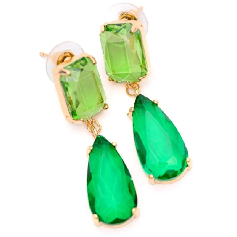 Sparkly Spirit Drop Crystal Earrings in Green sold by Boujee Boutique