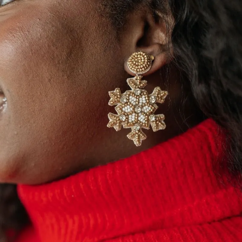 Glitz And Glam Beaded Snowflake Earrings sold by Boujee Boutique