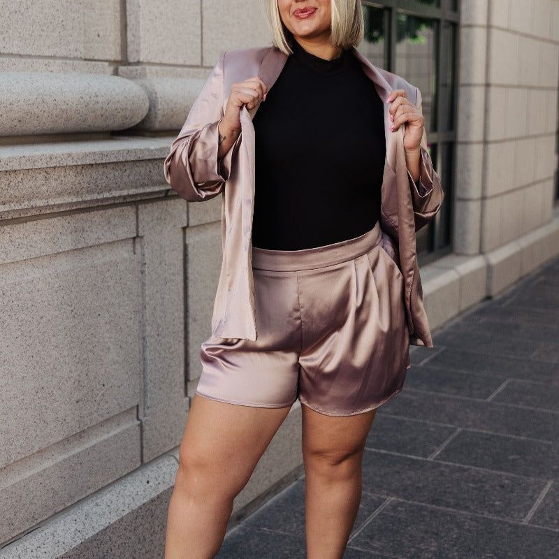 Champagne and Roses Satin Blazer sold by Boujee Boutique product image thumbnail 3