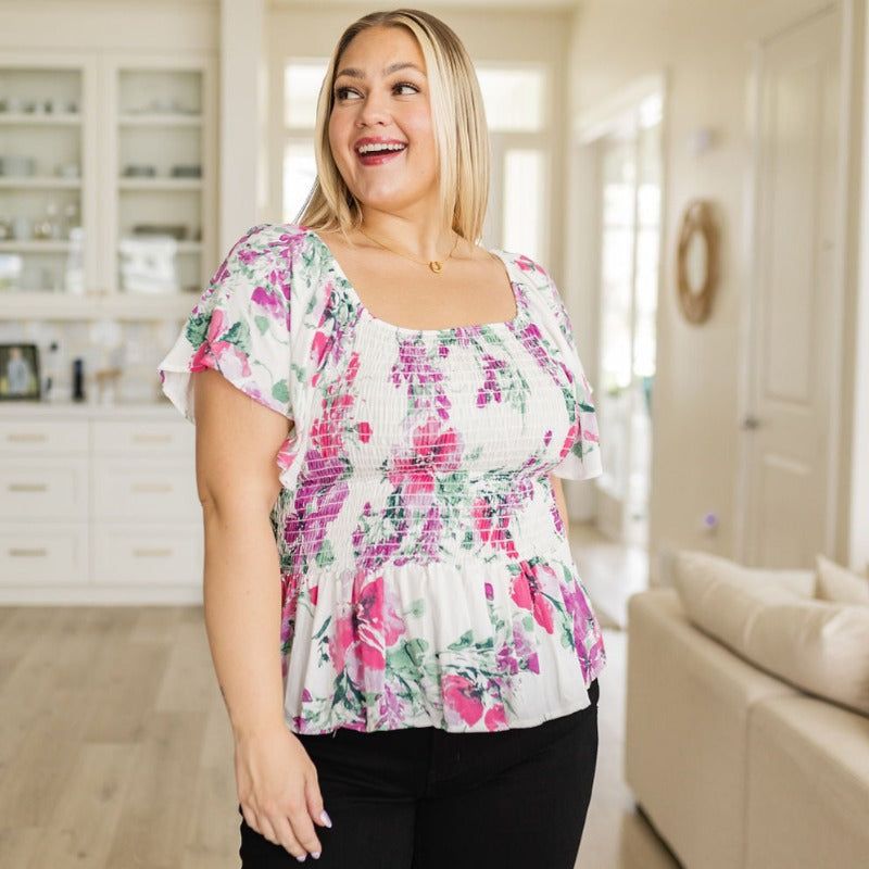 Smocked Oh So Simple Floral Blouse sold by Boujee Boutique product image thumbnail 2