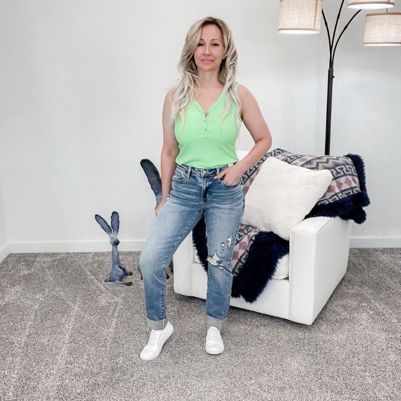 Judy Blue Mid Rise Cuffed (Long/Tall) Boyfriend Jeans sold by Boujee Boutique product image thumbnail 3