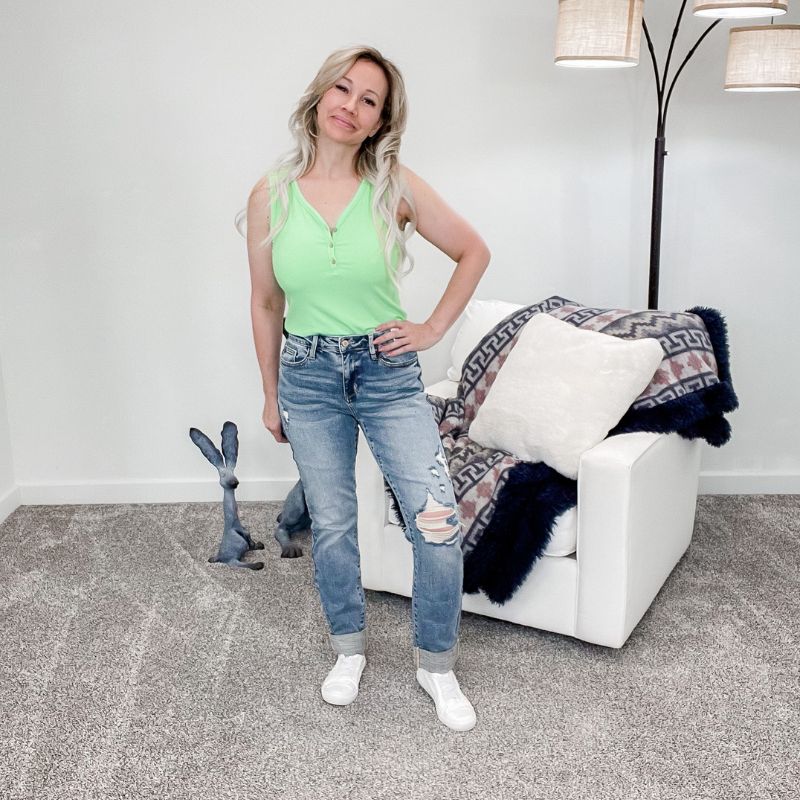 Judy Blue Mid Rise Cuffed (Long/Tall) Boyfriend Jeans sold by Boujee Boutique