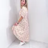 Taupe and White Tropical Print Gauze with Elastic Waist Tie Kimono sold by Boujee Boutique