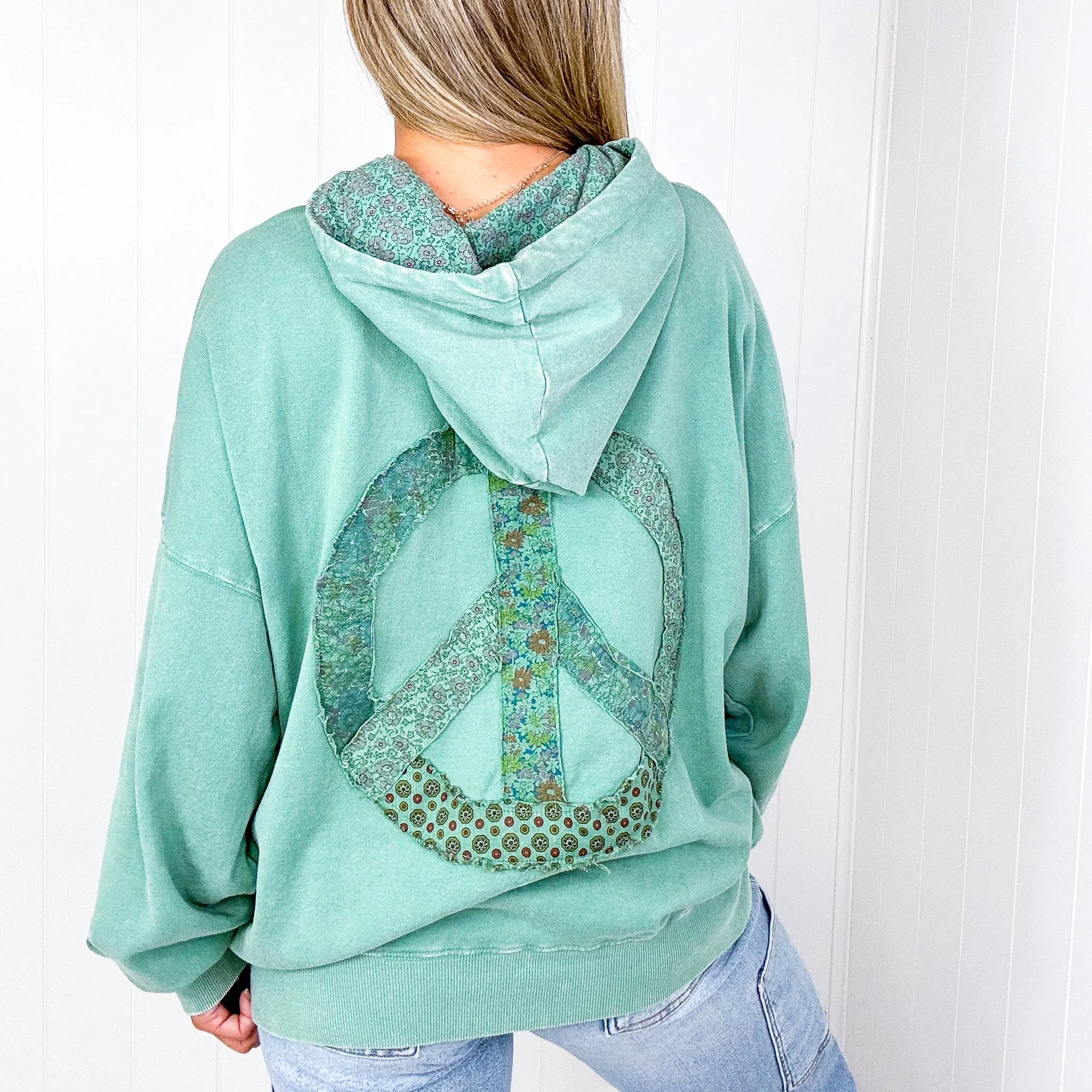 Relaxed in Peace Washed Pocket Long Sleeve Hoodies in 4 Colors *Final Sale* sold by Boujee Boutique