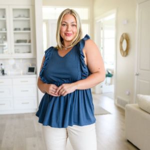 Before Now Ruffled Babydoll Sleeveless Top sold by Boujee Boutique