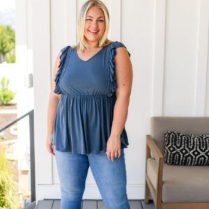 Before Now Ruffled Babydoll Sleeveless Top sold by Boujee Boutique